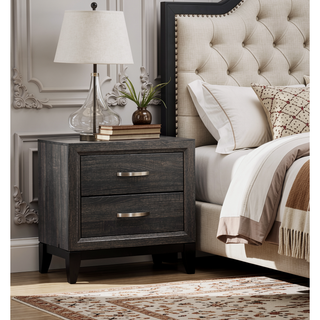 Sunvega Modern Contemporary White Finish Wooden Nightstand with 2 Dovetail Drawers