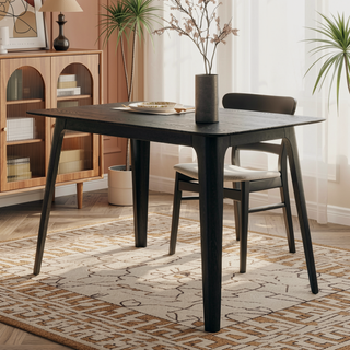 Sunvega Mid-Century Modern Dining Table with Durable Rubberwood Frame and Faux Wood Top