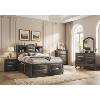 Sunvega Contemporary 2 Drawer Nightstand End Table with Jewelry Tray in Brown Finish