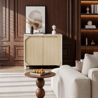 Sunvega White High Gloss Nightstand with 3 Drawers and Felt Lining