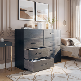 Sunvega 8-Drawer Dresser with Large Fabric Storage and Premium Wooden Frame