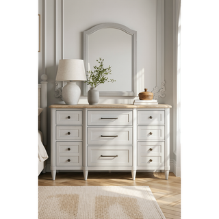 Sunvega Cement and Sand Mindi Veneer Teen Dresser with Seven Drawers