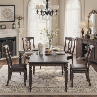 Sunvega Traditional Expandable Dining Table with Leaf in Chocolate Finish