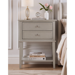 Sunvega Elegant Contemporary Nightstand with Open Shelf for Compact Storage