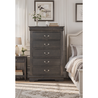 Sunvega Platinum 5-Drawer Chest with Metal Handles for Generous Storage