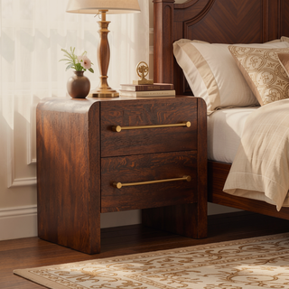 Sunvega Copenhagen 2-Drawer Smoked Oak And Mango Wood Nightstand
