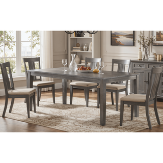 Sunvega Contemporary Rectangular Dining Table with Wood Base and Gray Finish