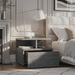 Sunvega Blue Floating Nightstand With Drawer And Shelves For Storage And Decor
