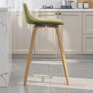 Sunvega Mid-Century Modern Bentwood Counter Bar Stools Set of 2 with Chrome Footrest