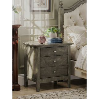 Sunvega Contemporary Gray Nightstand with Three Drawers for Modern Living