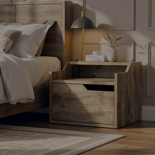 Sunvega Dark Brown Floating Nightstand with Versatile Dual-Shelf Display Design