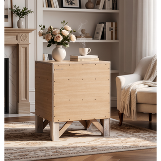 Sunvega Elegant Contemporary White Nightstand with Three Drawers and Curved Fronts