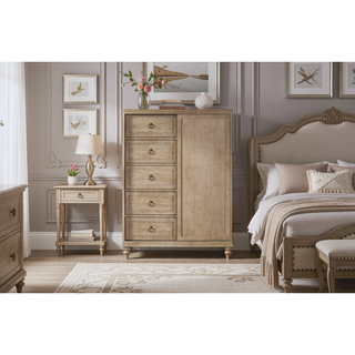 Sunvega Sand Finish 5 Drawer Door Chest with Cedar Lined Storage