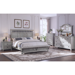 Sunvega Light Gray Finish Transitional Nightstand with Two Drawers and Metal Pulls