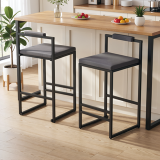Sunvega Upholstered Velvet Bar Stools Set of 2 with Slim Metal Legs for Kitchen Counter
