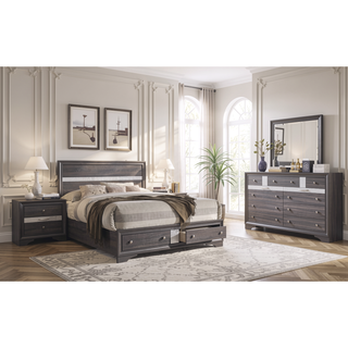Sunvega White Acacia Wood Nightstand with Metal Drawer Pulls and Dovetail Joints