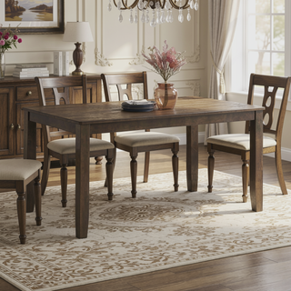 Sunvega Walnut Finish Round Drop Leaf Dining Table for Small Kitchen