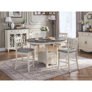 Sunvega Contemporary 18" Extendable Leaf Storage Table with Two-Tone Chalk Gray Finish