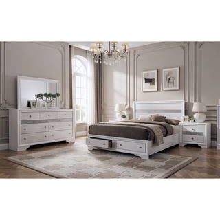 Sunvega Contemporary Gray Nightstand with Silver Accents and Hidden Jewelry Drawer
