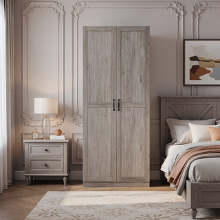 Sunvega Modern Free Standing Wardrobe Closet with 4 Adjustable Shelves for Bedroom