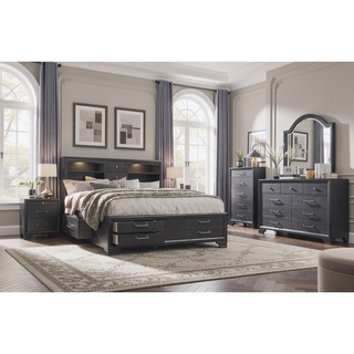 Sunvega Grey Finish Dresser With Three Top and Six Bottom Drawers