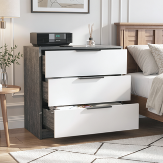 Sunvega Kaia 3 Drawer Dresser with Open Display Top and Large Storage