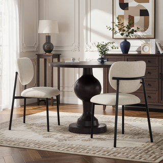 Sunvega Modern Upholstered Dining Chairs with Black Metal Legs Set of 2