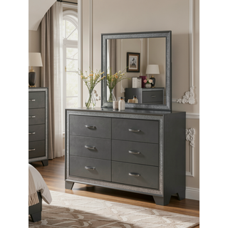Sunvega Contemporary Nightstand with Sparkling Accent Band and Two Drawers
