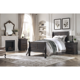Sunvega Dark Grey 2-Drawer Nightstand with Elegant Metal Hardware and Ample Storage
