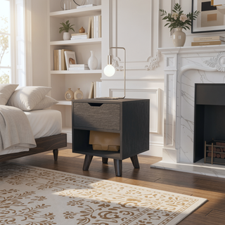 Sunvega Nightstand with Roomy Drawer and Generous Display Shelf for Bedroom