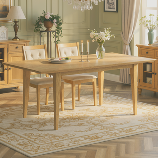 Sunvega Extendable Oak Dining Table with Butterfly Leaf for 6 to 8 People