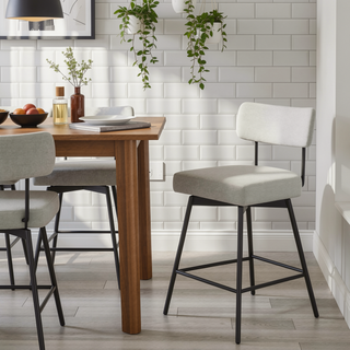 Sunvega Light Grey Fabric Upholstered Swivel Counter Height Stool Set of 2
