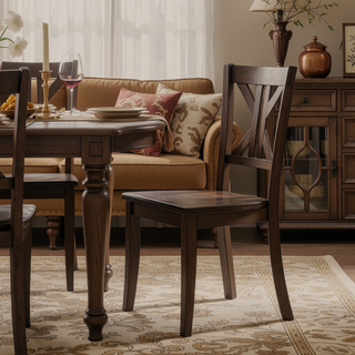 Sunvega Charcoal Brown Finish 5PC Dining Set with 4 X-Back Side Chairs