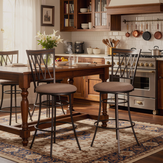 Sunvega Heavy Duty Swivel Bar Stool with Upholstered Seat and Metal Footrest