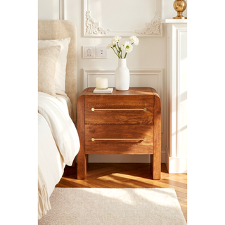 Sunvega Two Drawer Unit with Oak Frame and Mango Wood Inners in Hand-Distressed Finish