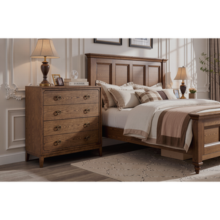 Sunvega 5 Drawer Dresser in Softer Modern Latte Finish with Elm Veneers