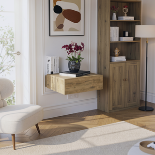 Sunvega Wall-Mounted Floating Nightstand with Drawer for Bedroom or Living Room