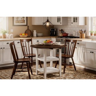 Sunvega White and Dark Cherry Finish Counter Height Table with 2 Drop Leaves
