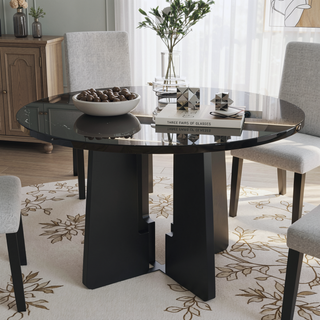 Sunvega 43 Inch Faux Marble Round Dining Table for 4 with Durable MDF Construction