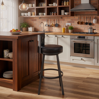 Sunvega Brown Faux Leather Swivel Bar Stool with 360 Degree Rotation