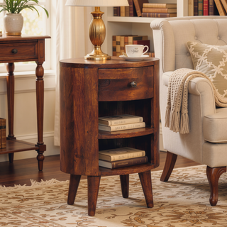 Sunvega Timeless Elegance Solid Wood Cortez Nightstand with Chestnut Finish