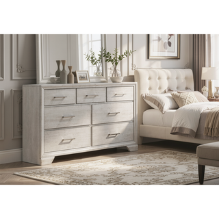 Sunvega Two Drawer Nightstand with Contemporary Style and Dark Wood Finish