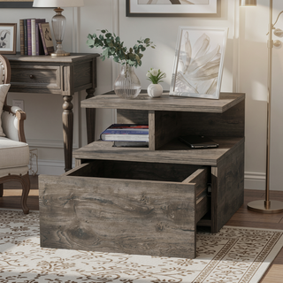 Sunvega Floating Nightstand with 2-Tier Shelf and Spacious Drawer for Easy Storage