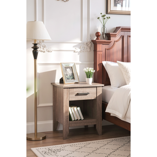 Sunvega Modern Gray Bedside Table With Storage And Sleek Lines