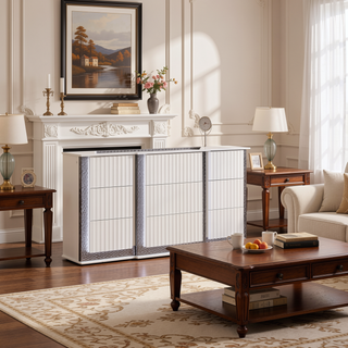 Sunvega White LED Dresser with Diamond Side Accents and Velvet Lined Drawers