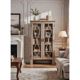Sunvega Sophisticated Silver Champagne Transitional Nightstand with Two Drawers for Storage