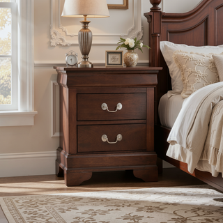 Sunvega Traditional Style Nightstand with Carved Bases and Dovetailed Drawers
