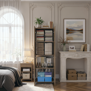 Sunvega Modern Armoire with 2 Doors and 4 Internal Shelves for Bedroom Storage