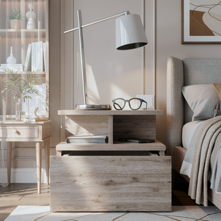 Sunvega Floating Nightstand with Large Drawer and Multiple Shelves for Storage or Decor