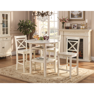 Sunvega Cream 2-Shelf Counter Height Table with Two Drop Leaves
